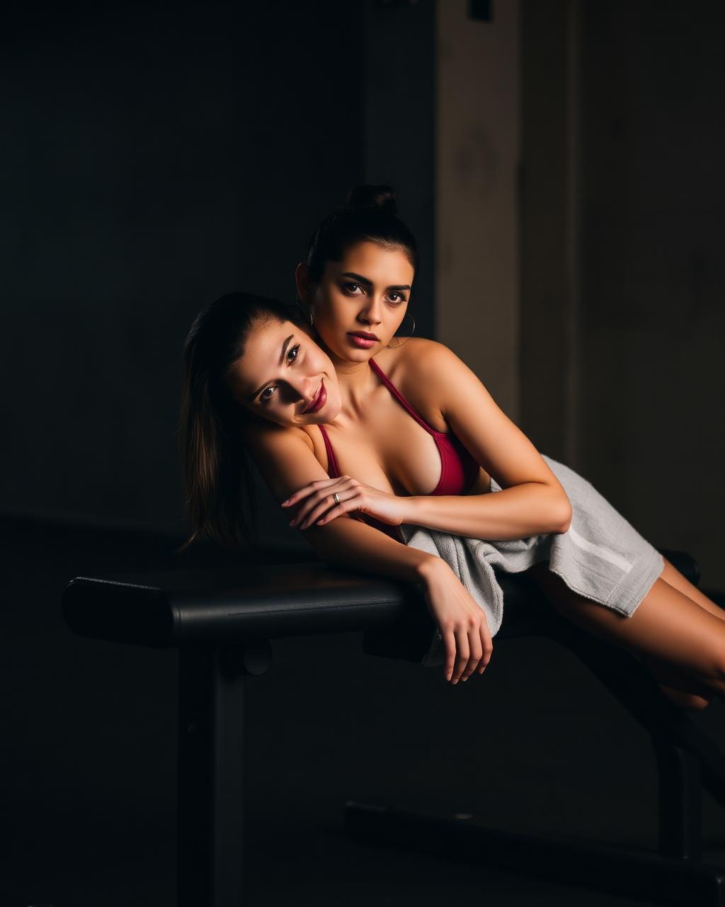 Member resting on a bench between sets